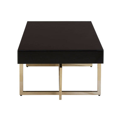 Ragusa black mirrored glass coffee table, close up view 1