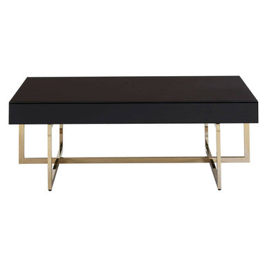 Ragusa black mirrored glass coffee table, side angle