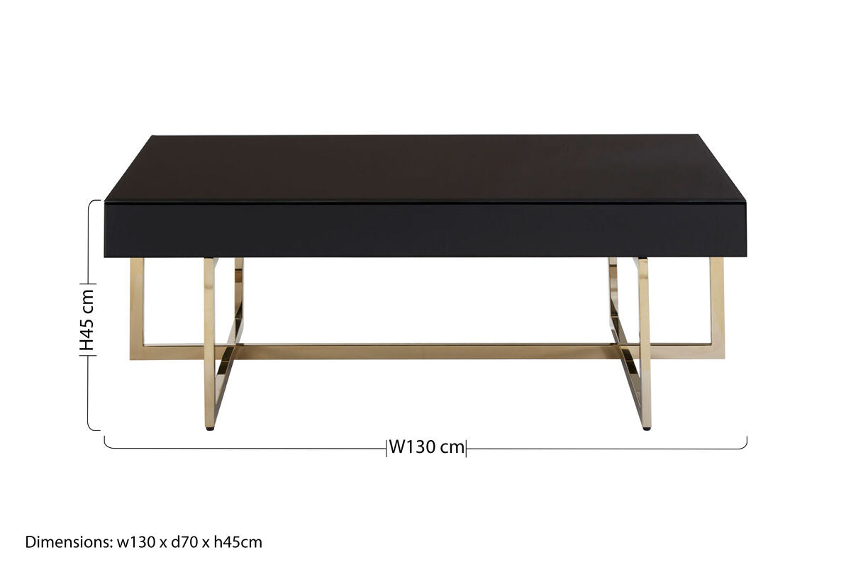 Ragusa black mirrored glass coffee table, additional view