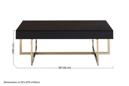 Ragusa black mirrored glass coffee table, additional view