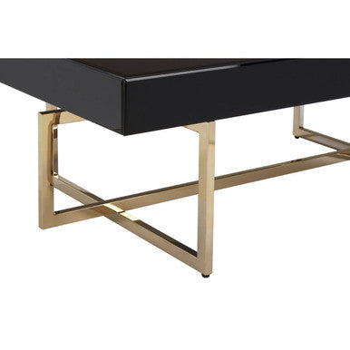 Ragusa black mirrored glass coffee table, close up view 2