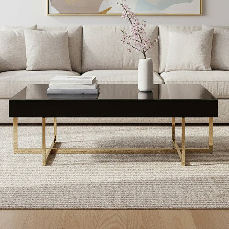 Ragusa black mirrored glass coffee table, front view