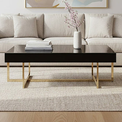 Ragusa black mirrored glass coffee table, front view