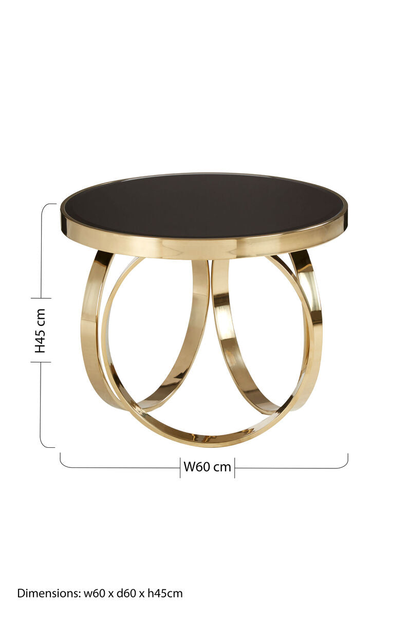 Ragusa black mirrored gold round coffee table, additional view