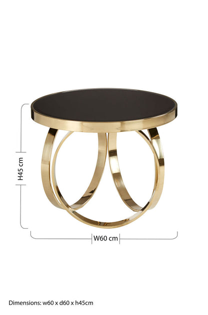 Ragusa black mirrored gold round coffee table, additional view