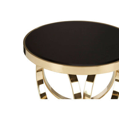 Ragusa black mirrored gold round coffee table, base detail 1