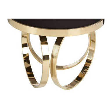 Ragusa black mirrored gold round coffee table, base detail 2