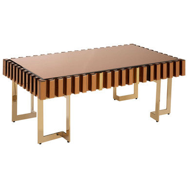 Rivoli gold mirrored coffee table, tabletop detail