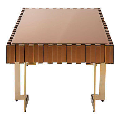 Rivoli gold mirrored coffee table, corrugated side detail