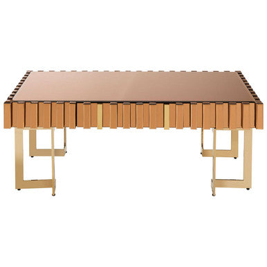 Rivoli gold mirrored coffee table, side angle