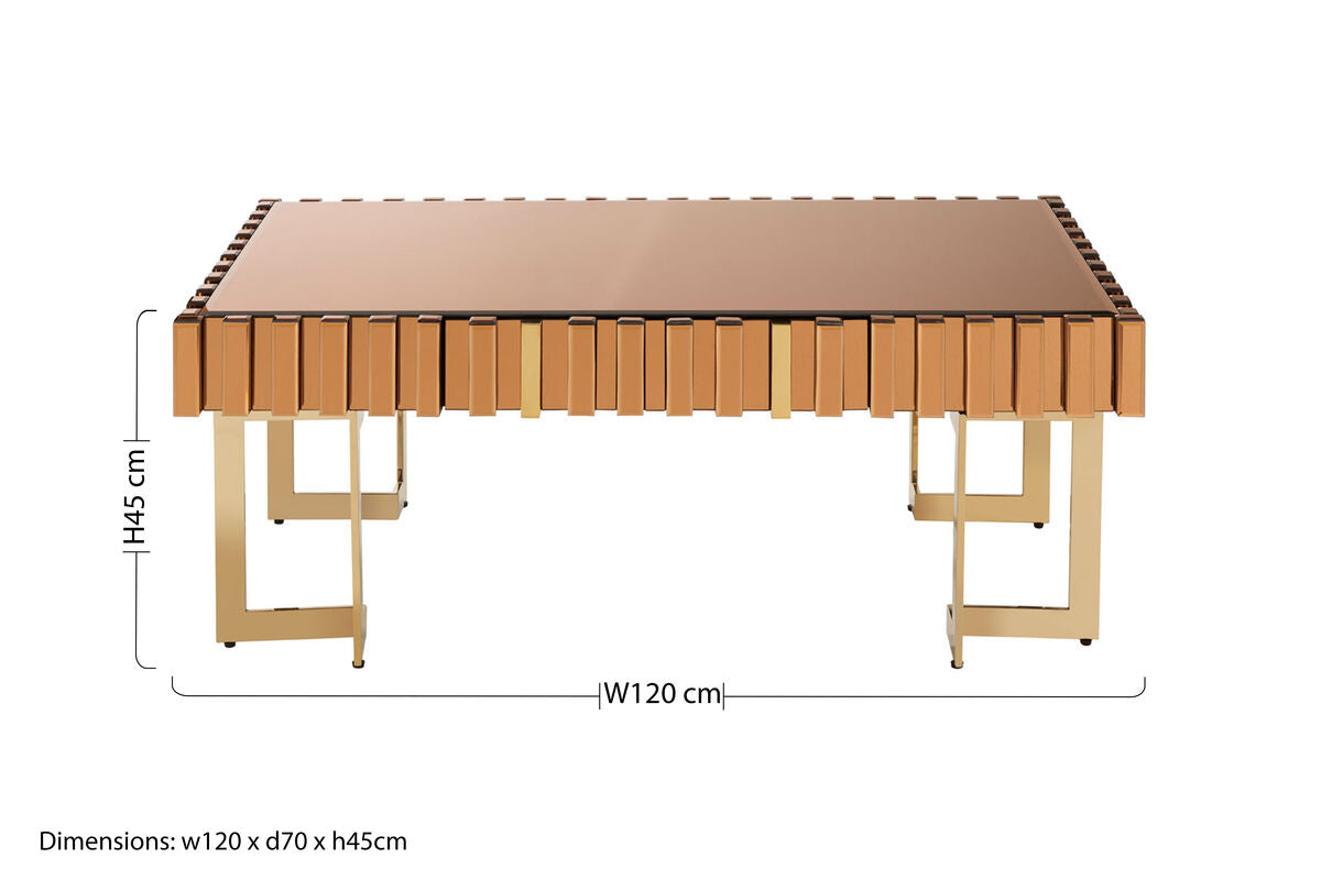 Rivoli gold mirrored coffee table, additional view