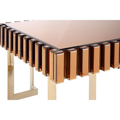 Rivoli gold mirrored coffee table, close up view 1