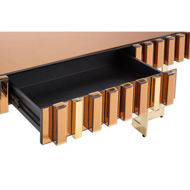 Rivoli gold mirrored coffee table, close up view 3
