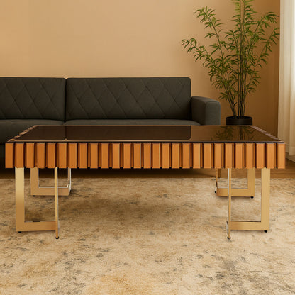 Rivoli gold mirrored coffee table, front view