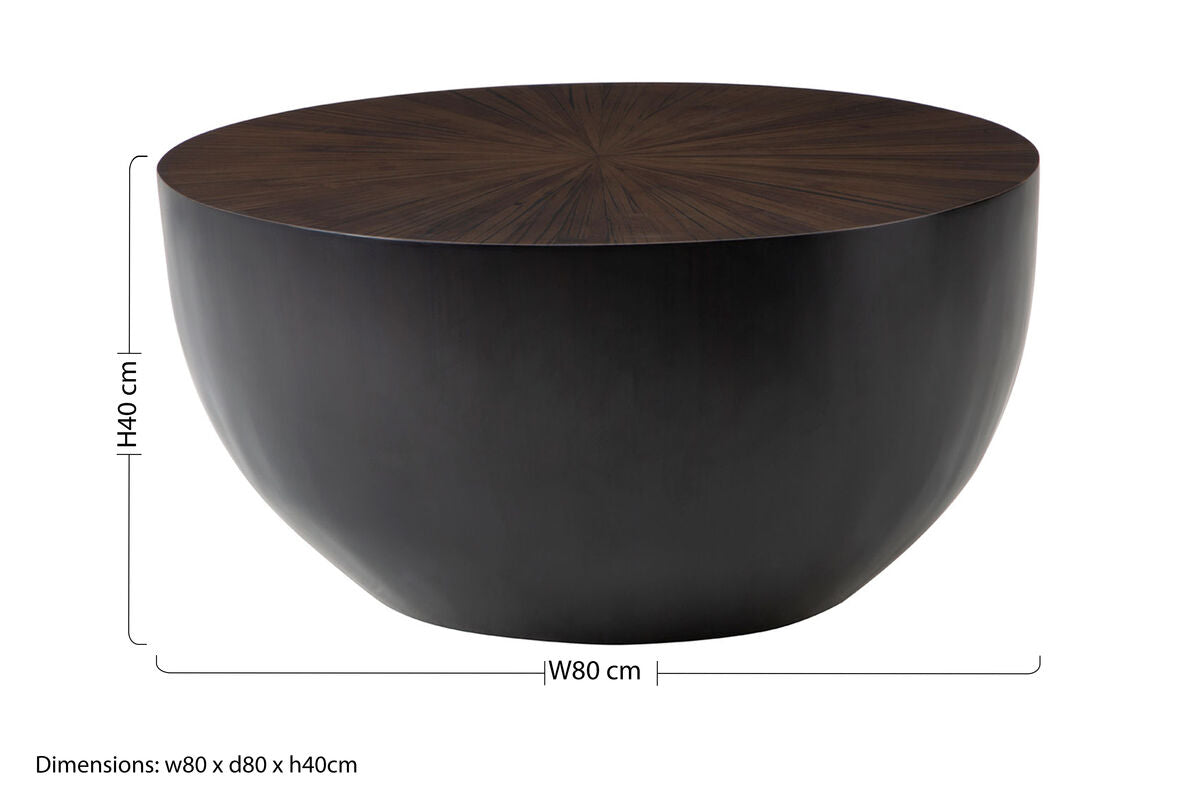 Gabo black and natural bamboo small round coffee table, additional view