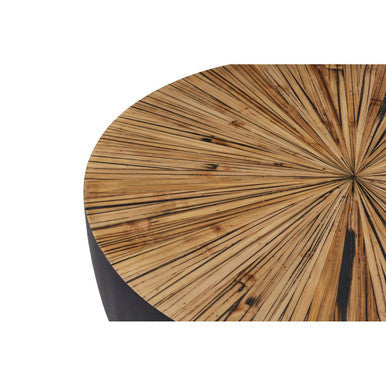 Gabo black and natural bamboo small round coffee table, close up view 4