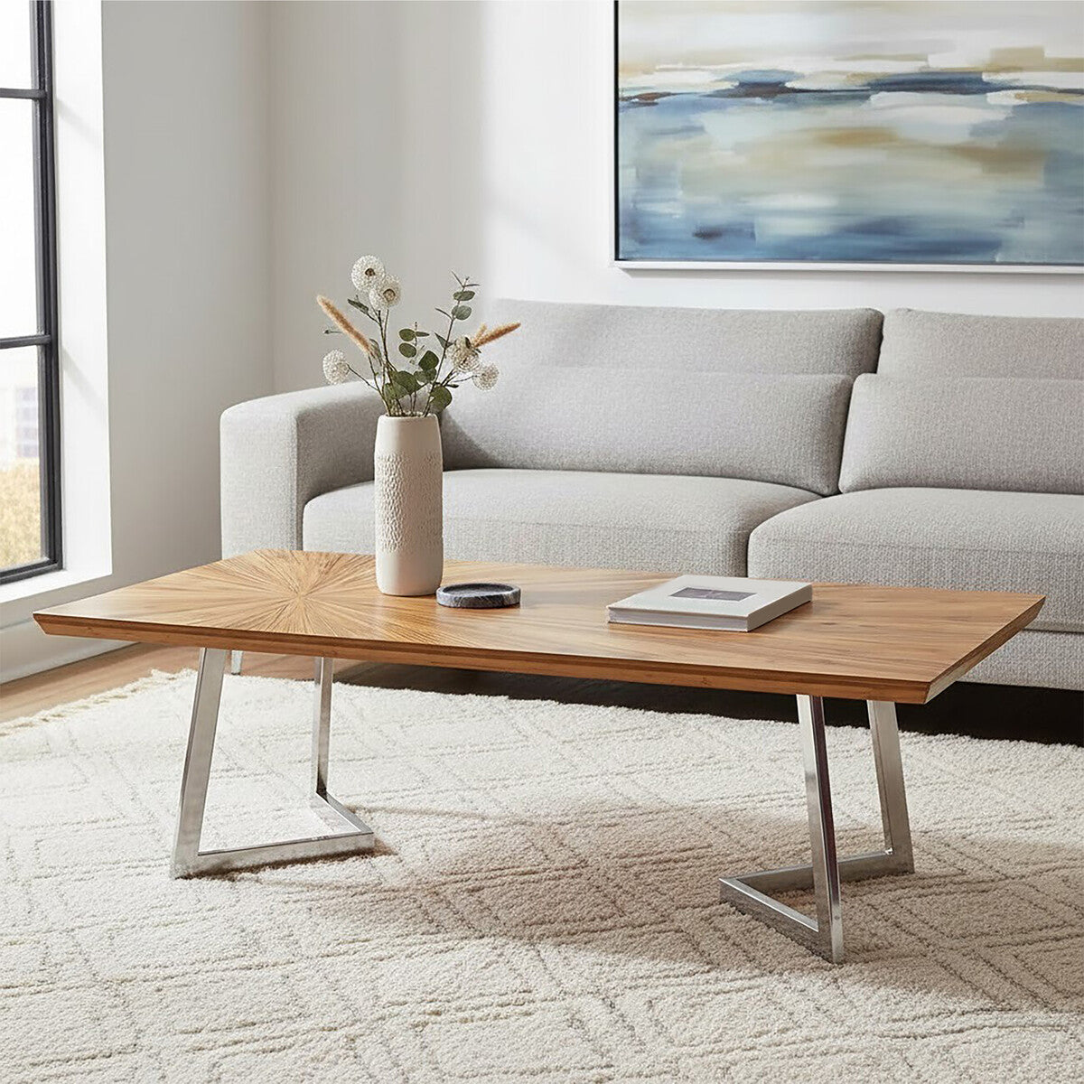 Gabar natural bamboo coffee table, front view