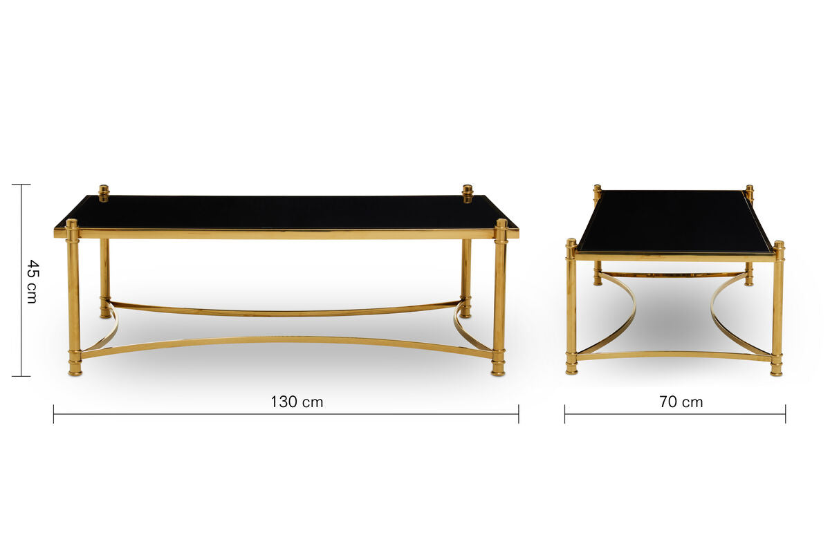 Ackley black glass gold rectangular coffee table, additional view