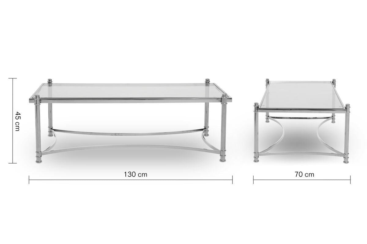 Ackley clear glass silver rectangular coffee table, additional view
