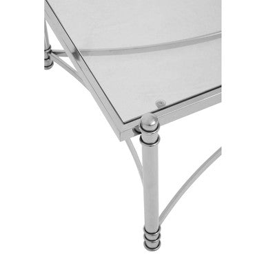 Ackley clear glass silver rectangular coffee table, styled living room 2
