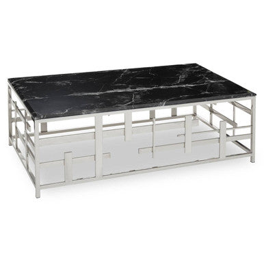 Aprilia black marble wireframe coffee table, tabletop detail