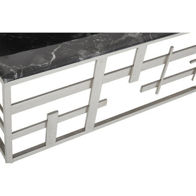 Aprilia black marble wireframe coffee table, styled living room 3