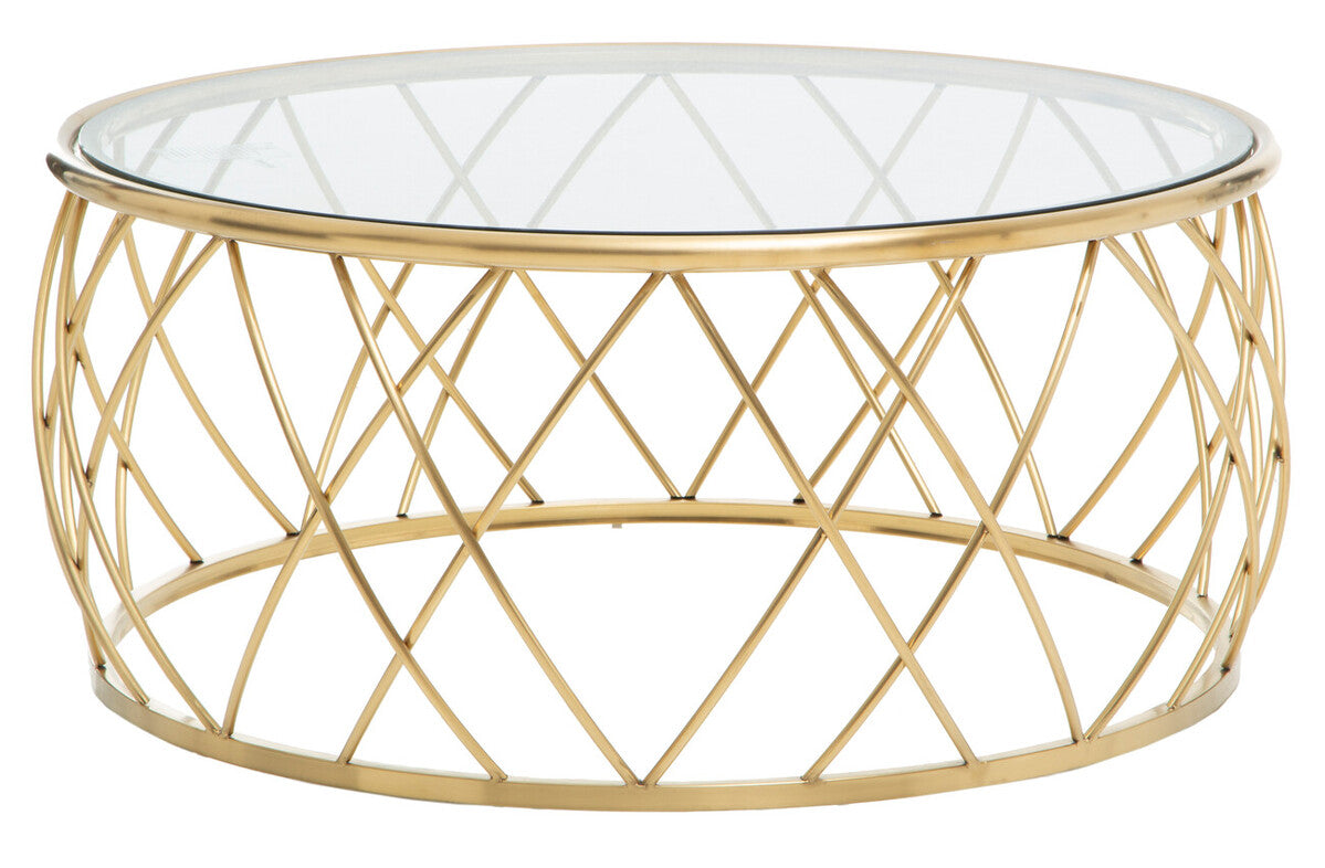 Ackley clear glass gold round coffee table, additional view