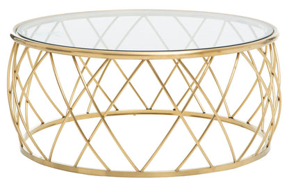Ackley clear glass gold round coffee table, additional view