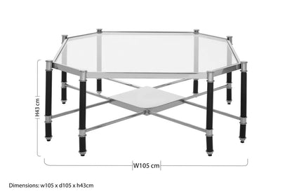 Allessi octagonal glass chrome coffee table, additional view