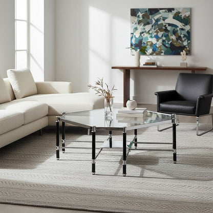Allessi octagonal glass chrome coffee table, styled living room 1