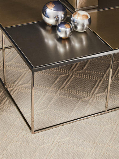 Oria brushed silver and gold coffee table, styled living room 2