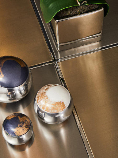 Oria brushed silver and gold coffee table, styled living room 4