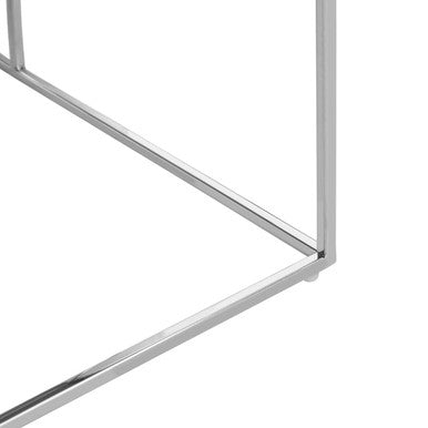 Oria brushed silver and gold coffee table, close up view 3