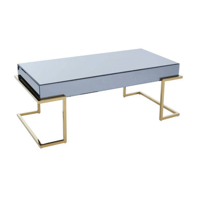 Kaso grey mirrored gold coffee table, tabletop detail