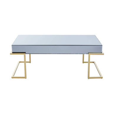 Kaso grey mirrored gold coffee table, side angle