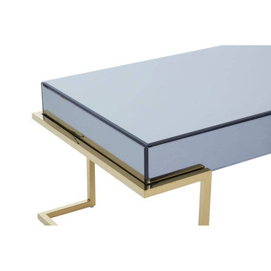Kaso grey mirrored gold coffee table, close up view 1