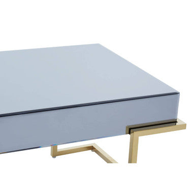 Kaso grey mirrored gold coffee table, close up view 2