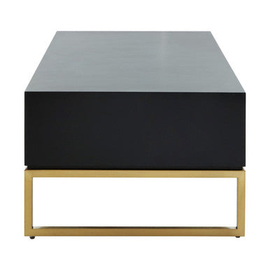 Dumas black and white 4 drawer coffee table, handle detail