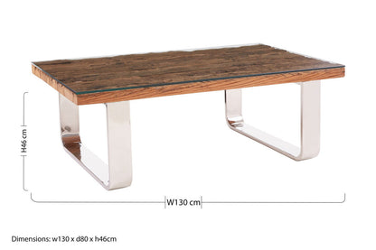 Kerala natural recycled wood curved legs coffee table, additional view