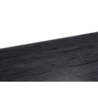 Kerala black recycled wood curved legs coffee table, close up view 1