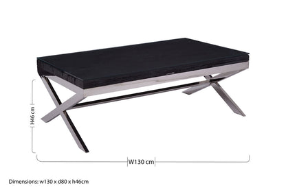 Kerala black recycled wood and glass coffee table, additional view