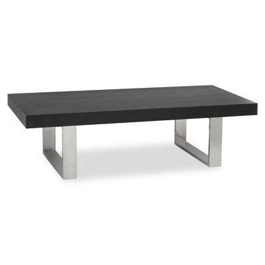 Ulmus black elm wood coffee table, styled living room