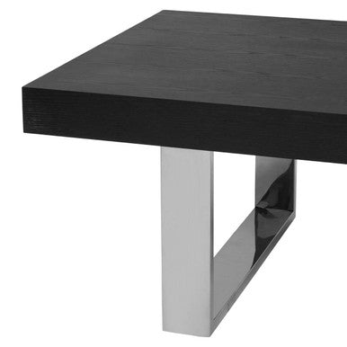 Ulmus black elm wood coffee table, close up view