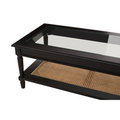 Corso black rattan coffee table, close up view 2