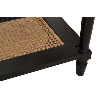 Corso black rattan coffee table, close up view 3