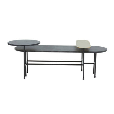 Serrano black oak veneer marble coffee table, side angle