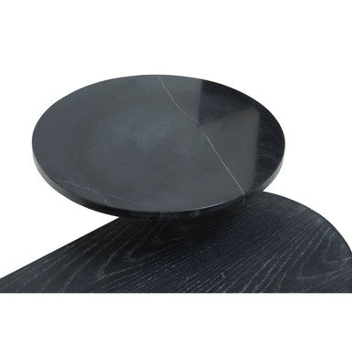 Serrano black oak veneer marble coffee table, additional view 1