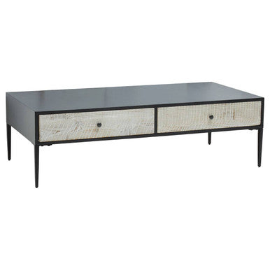 Luxor grey recycled pine coffee table, styled living room 1