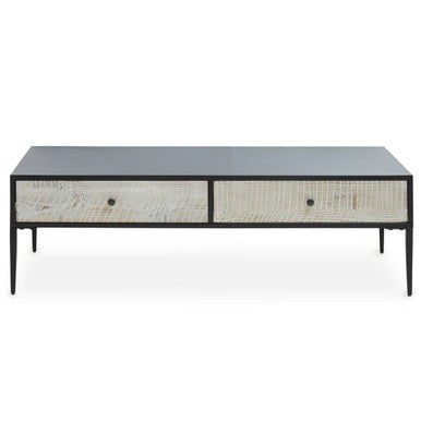 Luxor grey recycled pine coffee table, side angle