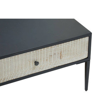 Luxor grey recycled pine coffee table, close up view 2